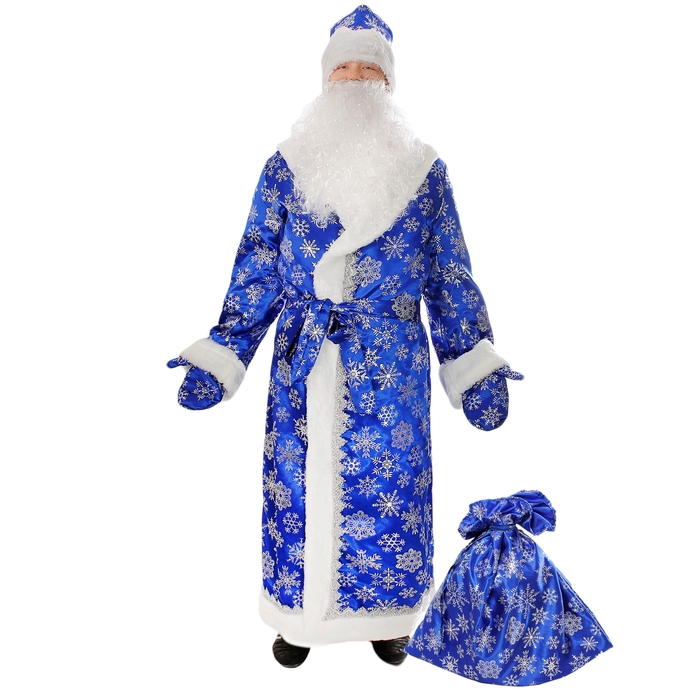 Карнавальный костюм «Дед Мороз», сатин, р. 54-56, цвет синий карнавальный костюм дед мороз сатин аппликация р 54 56 цвет красный 4513424