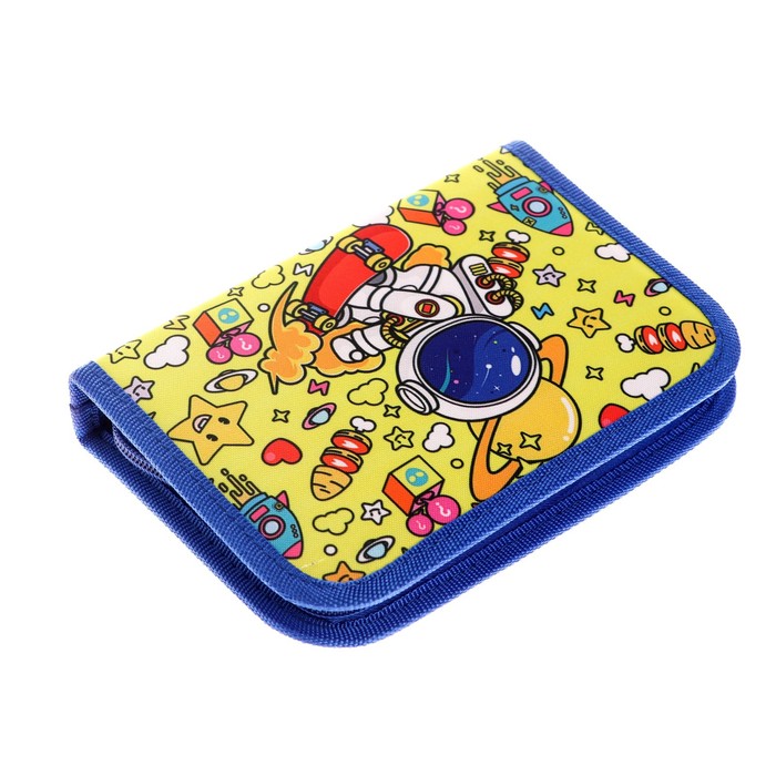 Пенал школьный на молнии, ткань, 1 секция, 13 х 19,5 см, Космос 9380771