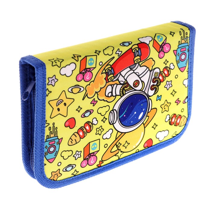 Пенал школьный на молнии, ткань, 1 секция, 13 х 19,5 см, Космос 9380771