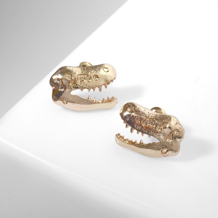 серьги металл готика скелет цвет золото Серьги металл «Динозавры» скелет, цвет золото