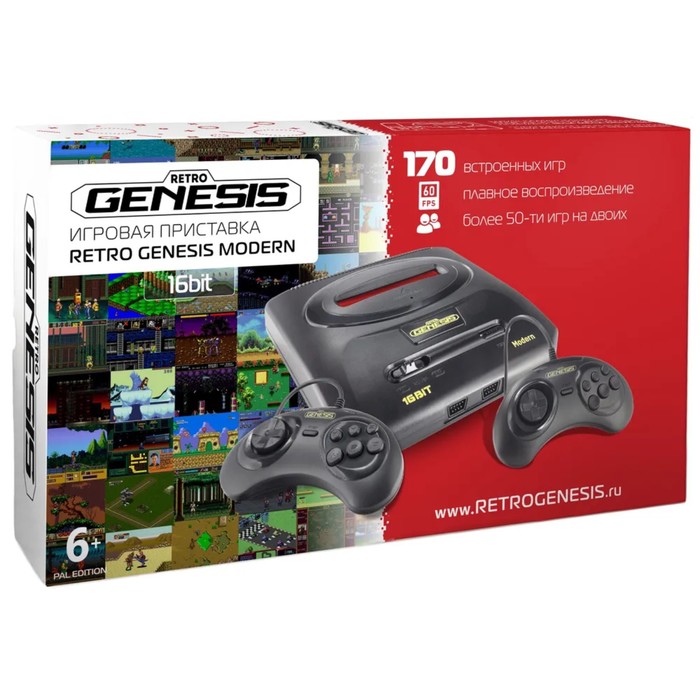 Игровая приставка Sega Retro Genesis Modern, 16-bit, 170 игр, 2 геймпада игровая приставка retro genesis modern mini 175 игр 2 джойстика картридж conskdn111