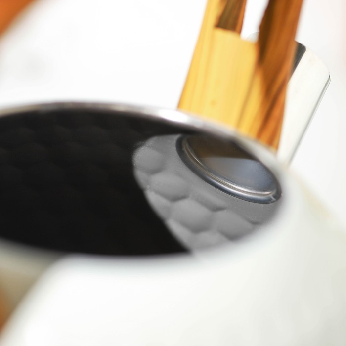 Чайник из нержавеющей стали со свистком Magistro Heat, 3 л, ТРС, индукция, ручка soft-touch, цвет белый