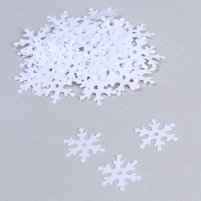 Пайетки «Снежинка» 20 гр, цвет белый 23 мм