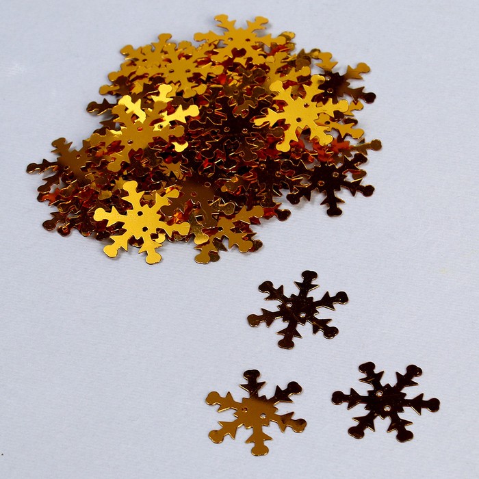 Пайетки «Снег» 20 г, цвет золото 25 мм