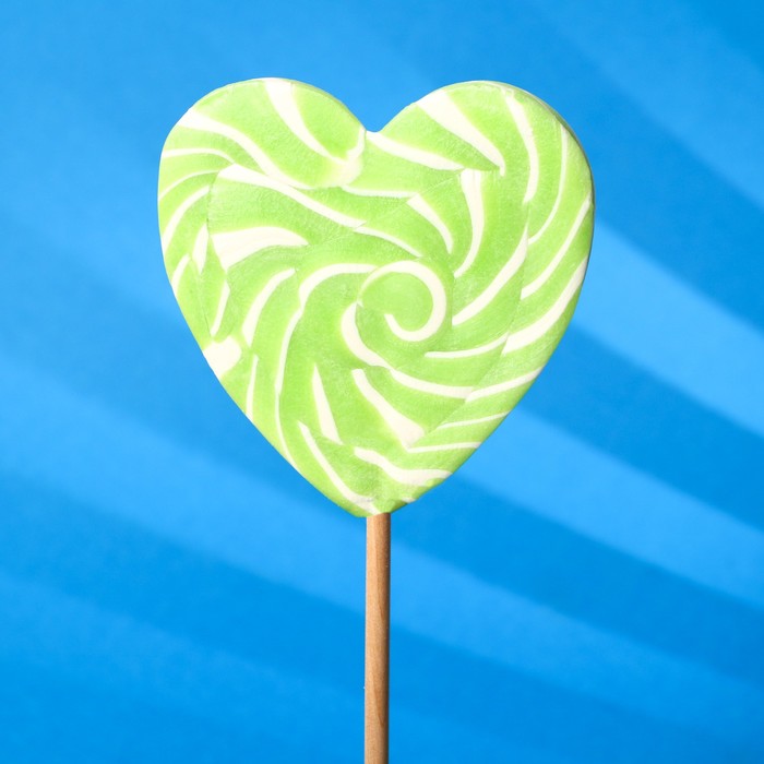 карамель на палочке губки лолли с языком 18 г Карамель на палочке 'Лолли сердце двухцветное' 70г зелёное