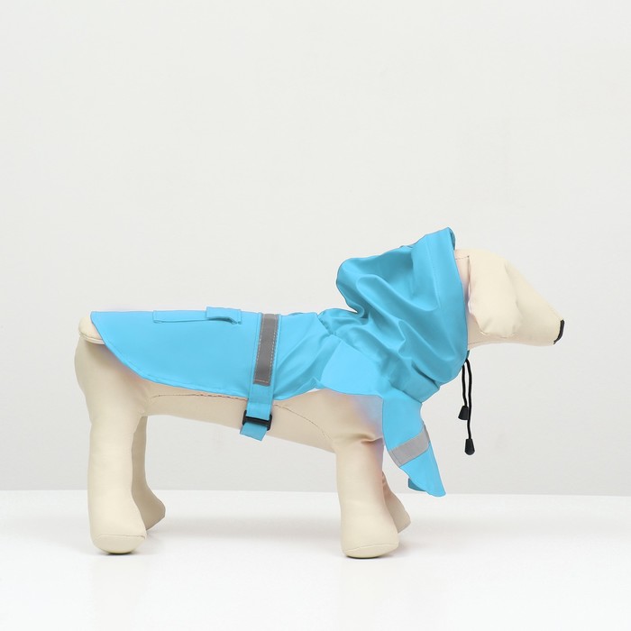 Дождевик для собак, размер М (ДС 25-30, ОГ 33-35, ОШ 21-25 см), голубой