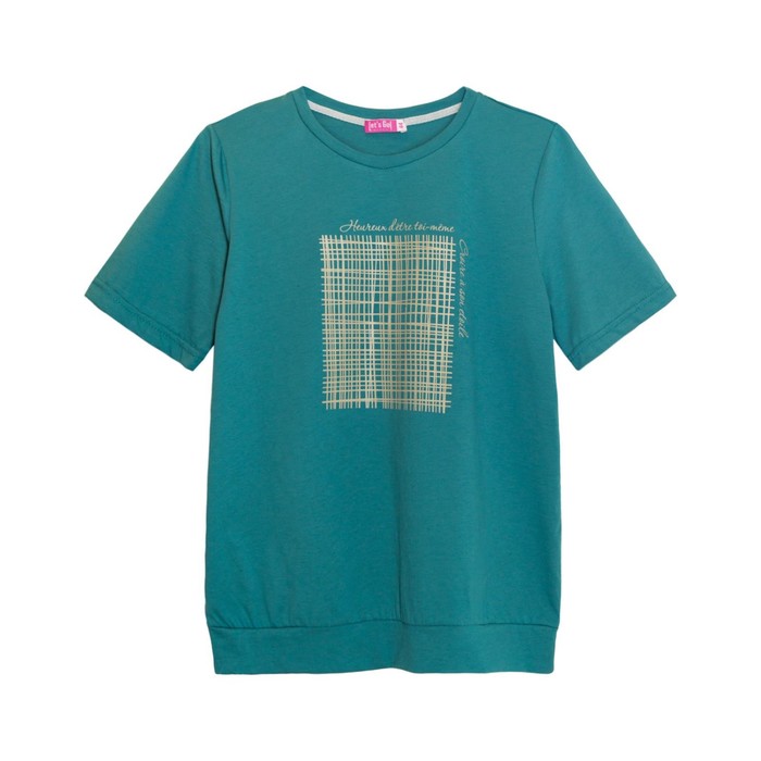 фото Футболка женская, размер 48, цвет бирюзовый let's go