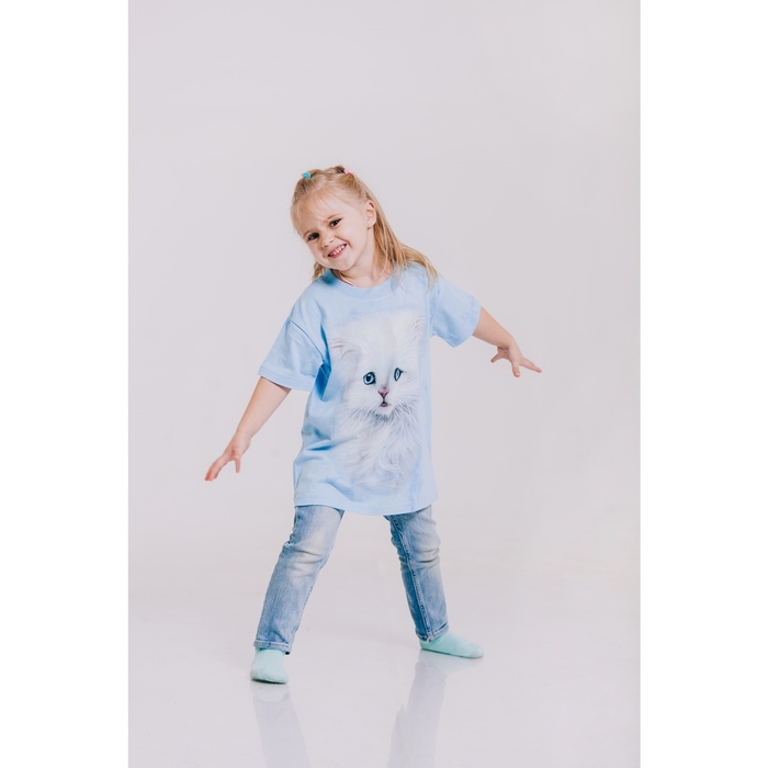 Футболка детская Collorista 3D Little kitten, возраст 1-2 года, рост 86-92 см, цвет голубой
