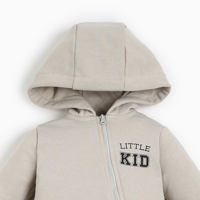 фото Комбинезон с капюшоном крошка я street style, рост 62-68 см, бежевый