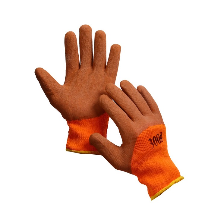 Перчатки акриловые рабочие, с латексным обливом, утеплённые, размер 9 перчатки трикотажные с латексным обливом 5 пар