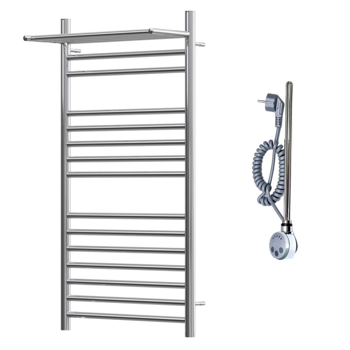 

Полотенцесушитель электрический Point "Аврора" PN10150SPE, П14, 500x1000мм, с полкой, правый