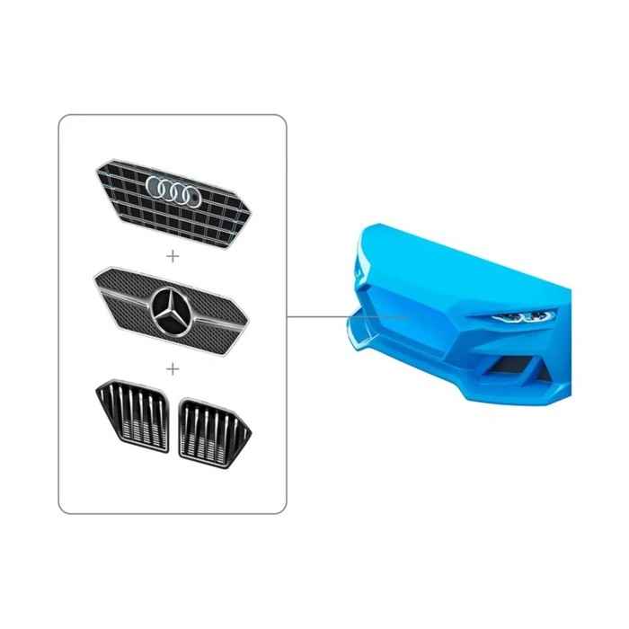 

Кровать-машинка Dynamic голубая, объёмный капот