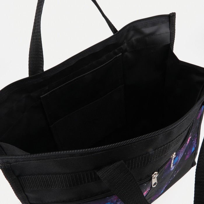 Сумка хоз СХ-12, 37*11*39, отд на молнии, 2 н/карман, черный/ космос 9601235