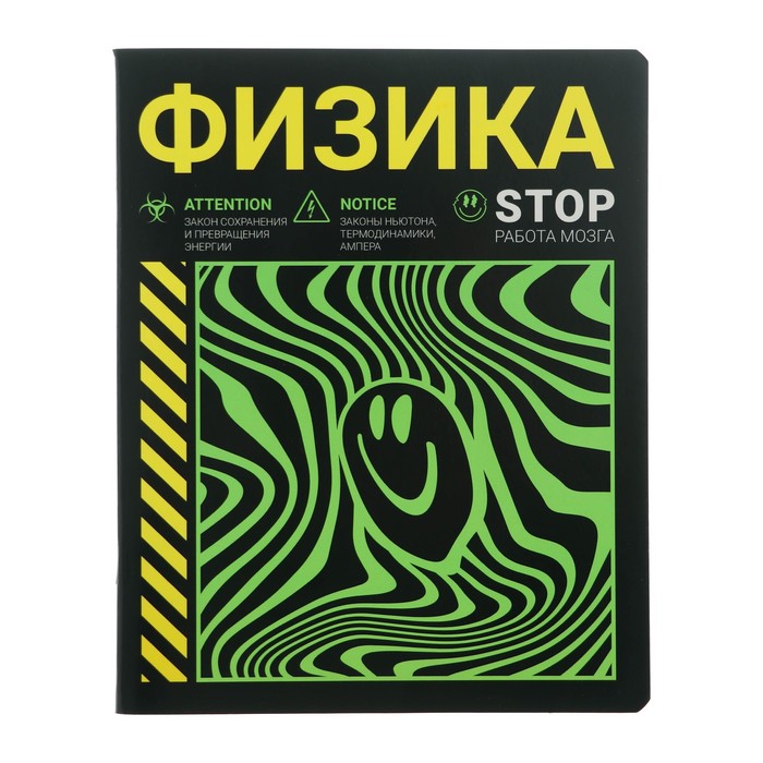 Тетрадь предметная Неоновый смайл 48 листов в клетку Физика обложка мелованный картон неоновая краска блок 65 гм 28₽