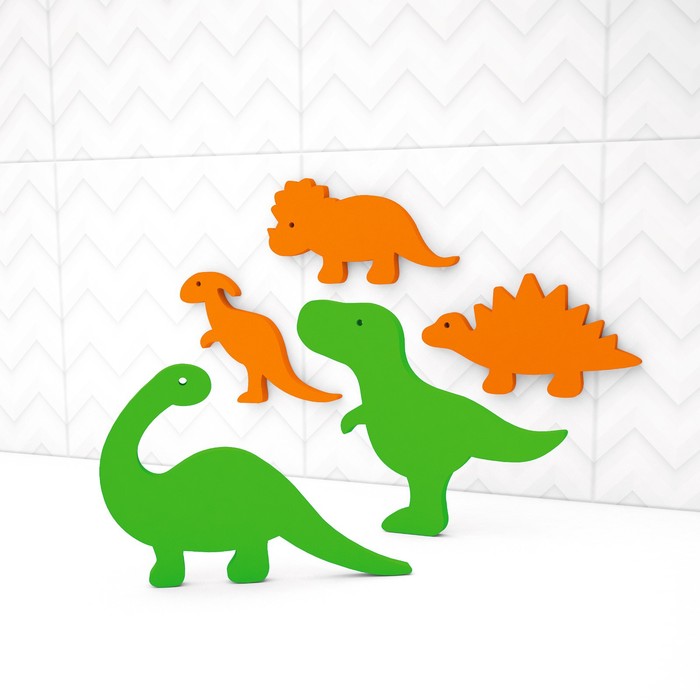 Развивающий набор стикеров для игры в ванне «Динозавры», 5 элементов развивающий набор стикеров для игры в ванне транспорт 8 элементов el basco
