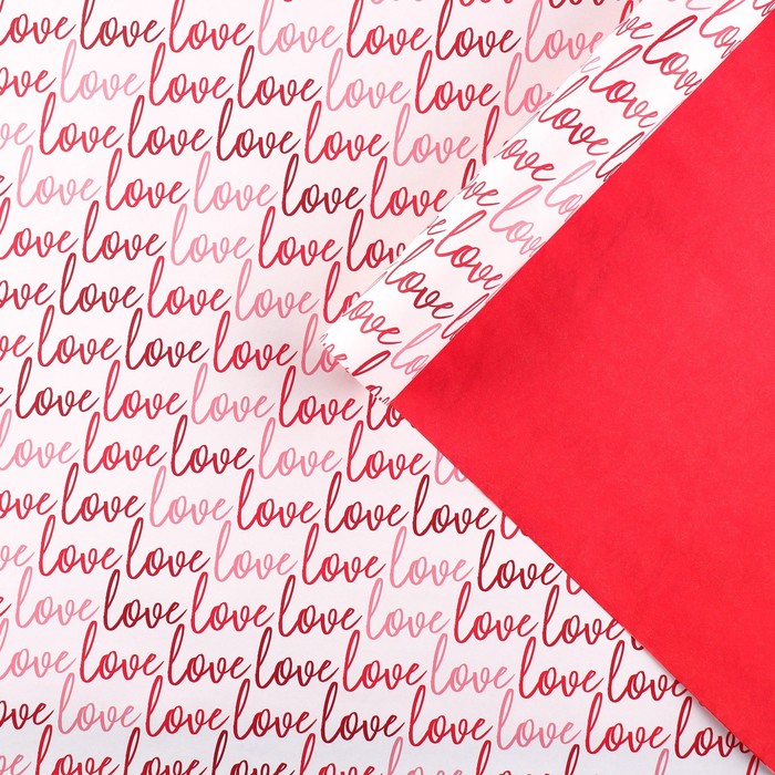 Бумага упаковочная двухсторонняя крафтовая «Любовь», 70 х 100 см бумага упаковочная для цветов двухсторонняя je t aime 38 х 50 см