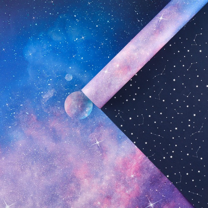 Бумага двухсторонняя крафтовая «Космос», 70 × 100 см