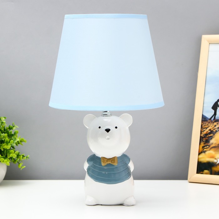 Настольная лампа Мишка Е14 40Вт бело-голубой 20х20х32 см RISALUX настольная лампа мышонок е14 40вт бело розовый 20х20х32 см risalux