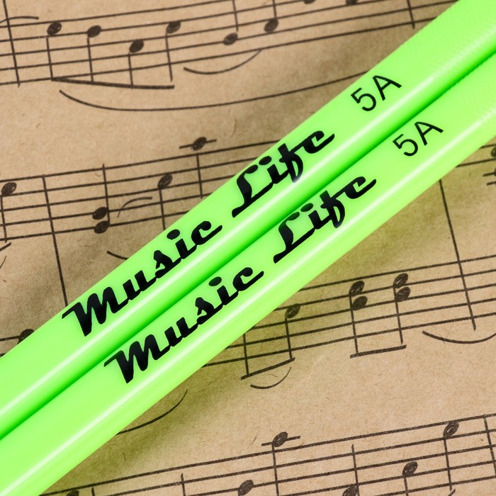 Барабанные палочки Music Life, 5A, нейлон, зеленые