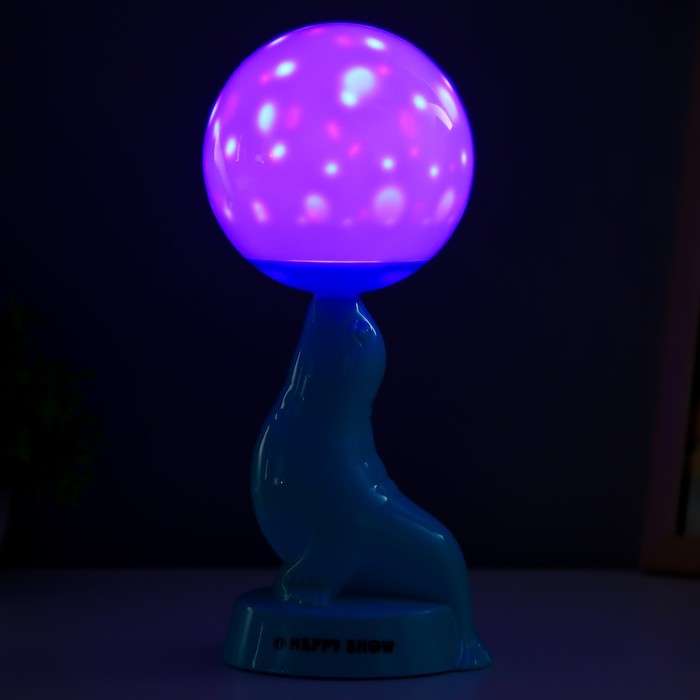 Настольная лампа "Морской котик" LED 3Вт 3АА 3000К голубой 10х11х26 см