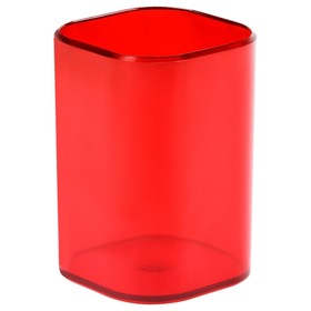 Стакан для пишущих принадлежностей "Фаворит", пластиковый, квадратный, тонированный красный