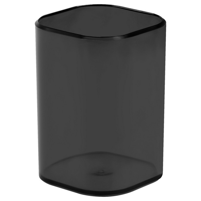 цена Подставка-стакан для канцелярии СТАММ Фаворит, пластиковый, квадратный, тонировано-черная
