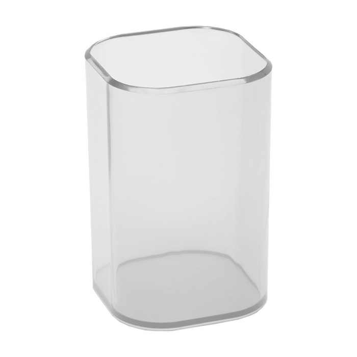 цена Подставка-стакан для канцелярии СТАММ Фаворит, пластиковый, квадратный, прозрачная