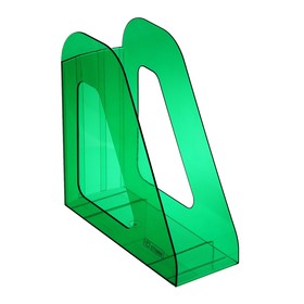 Лоток для бумаг вертикальный СТАММ "Фаворит", тонированный зеленый, ширина 90мм