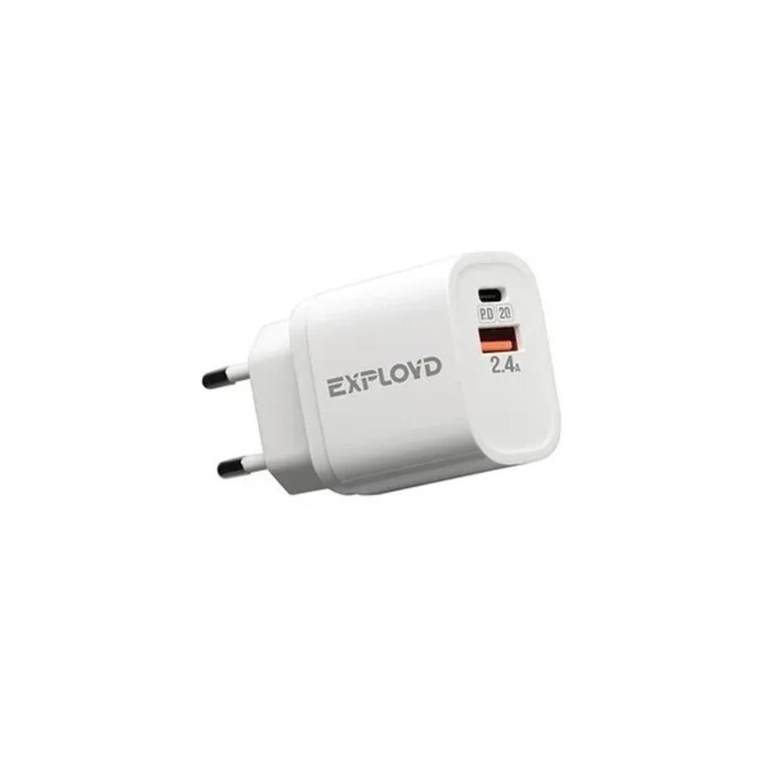 Сетевое зарядное устройство Exployd EX-Z-1128, USB/USB-C, 3 А, 20 Вт, быстрая зарядка сетевое зарядное устройство exployd ex z 1128 usb usb c 3 а 20 вт быстрая зарядка