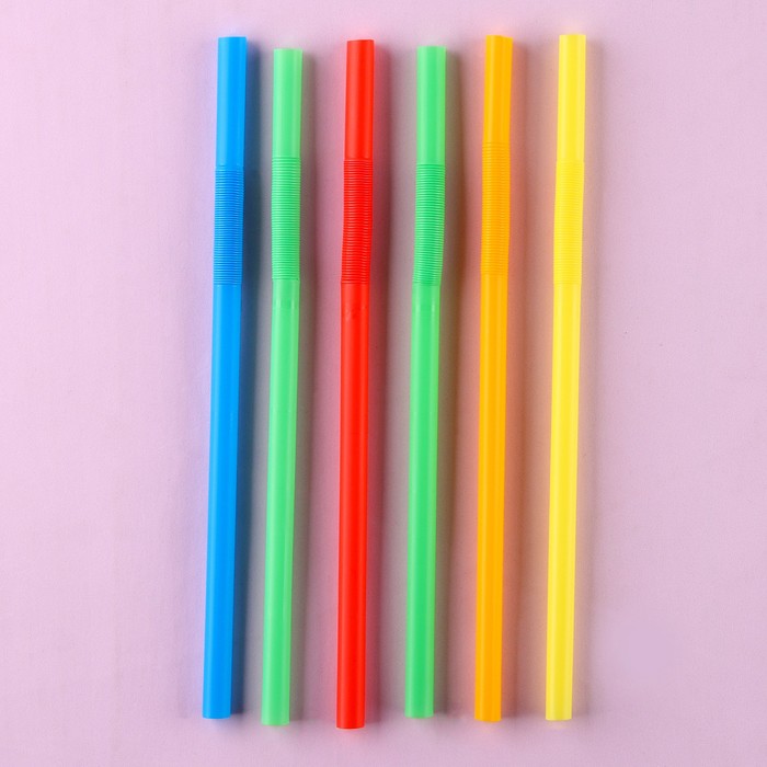 Трубочки для коктейля пластиковые, в наборе 6 штук, диаметр 10 мм, цвета МИКС трубочки для коктейля зайцы в набор 6 штук цвета микс