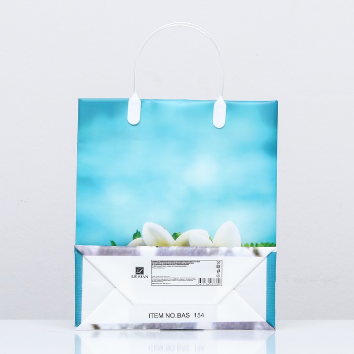 Пакет "Цветы весны", голубой, мягкий пластик 26 х 23 см 100 мкм