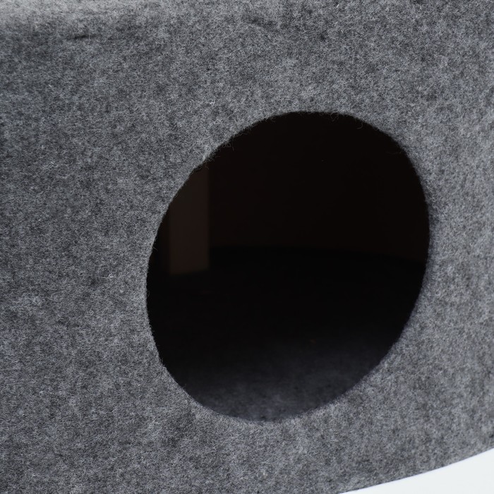 Домик-когтеточка "Пижон", с овальной полкой 54 х 34 х 80 см, фетр, джут, дымчатый
