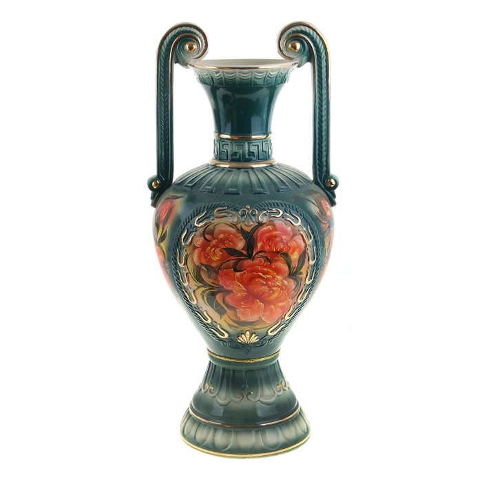 Ваза напольная "Афина" хризантема, зелёная