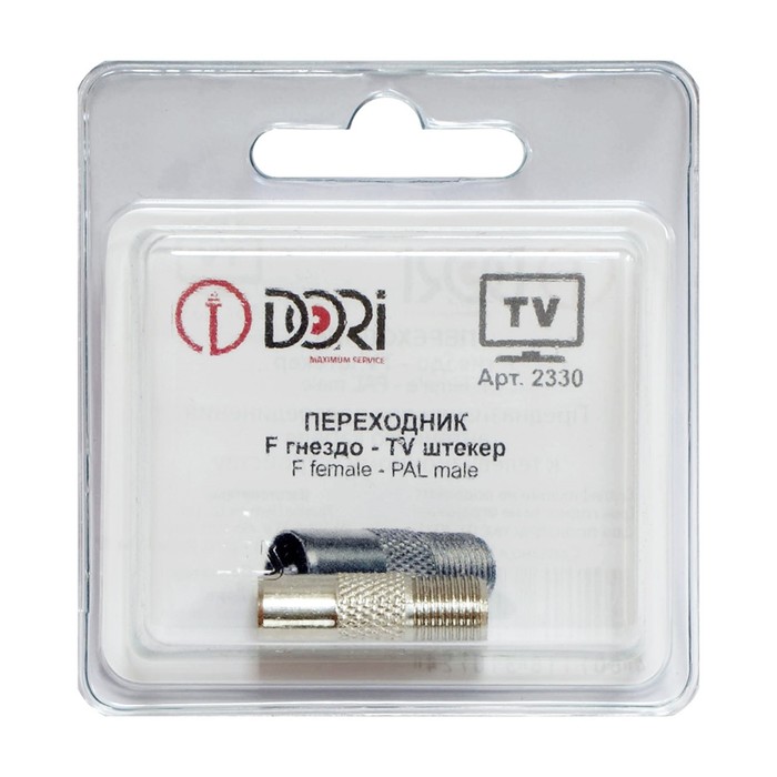 

Переходник DORI F гнездо-TV штекер (металл), 1шт в блистере