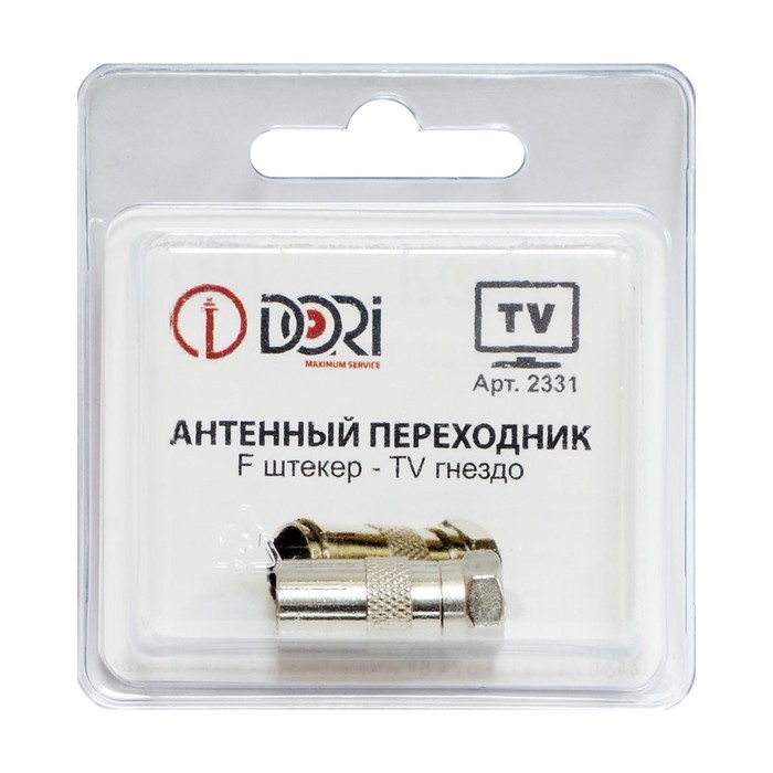 Переходник DORI F штекер-TV гнездо (металл), 1шт в блистере