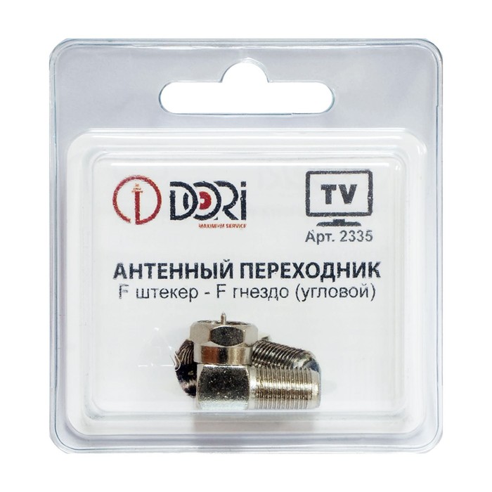 

Переходник DORI F гнездо-F штекер угловой (металл), 1шт в блистере