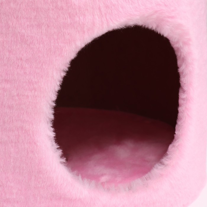 Дом-когтеточка с лежаком круглый, джут, 35 х 35 х 70 см,  розовый