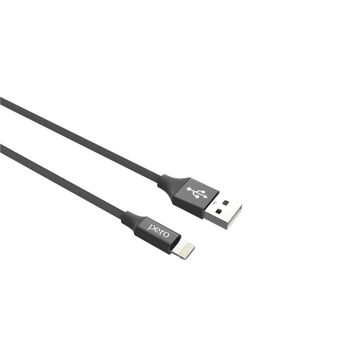 фото Кабель pero dc-02, lightning - usb, 2,4 а, 1 м, тканевая оплетка, черный