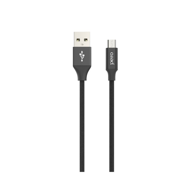 

Кабель PERO DC-02, microUSB - USB, 2 А, 1 м, тканевая оплетка, черный