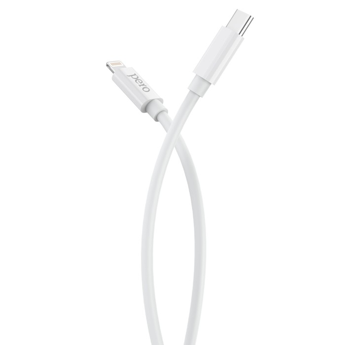 

Кабель PERO DC-08 PD, Lightning - Type-C, 3 А, 20 Вт, 1 м, быстрая зарядка, белый