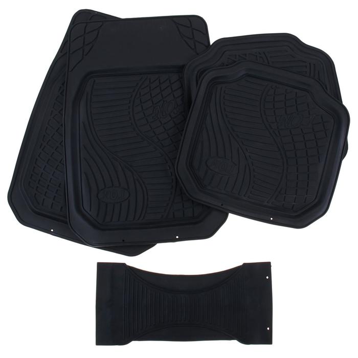 

Коврики автомобильные TORSO, резина, 70х50 см, 50х49 см, черный, набор 5 шт