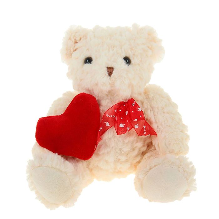Мягкая игрушка "Мишка букле", на боку сердце, цвета МИКС