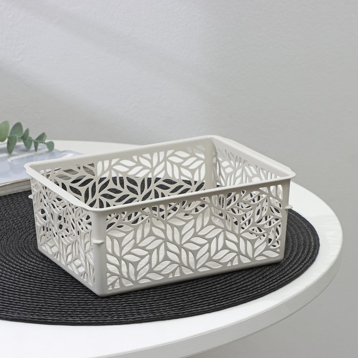 Корзинка для хранения без крышки Linden, 1,4 л, 19×14×7,5 см, цвет светло-серый корзинка для хранения вязание 7 л цвет серый