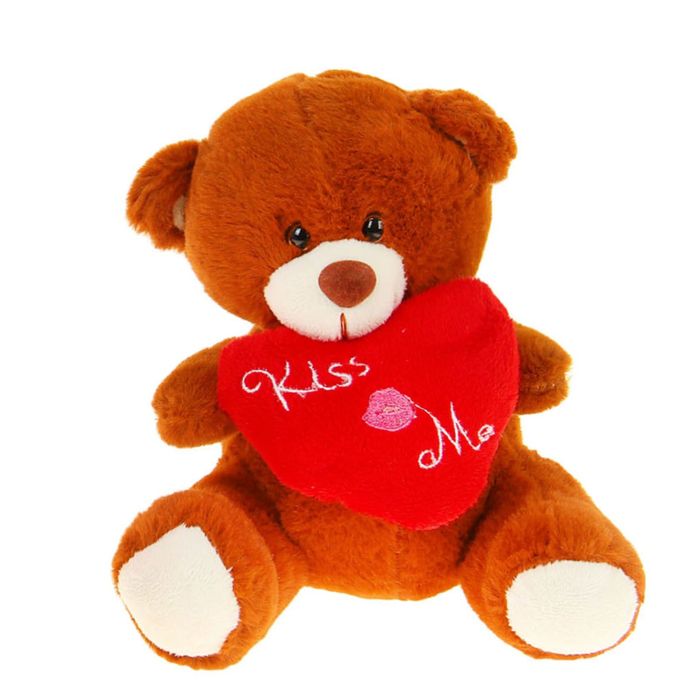 Мягкая игрушка "Мишка", на сердце поцелуй, цвета МИКС
