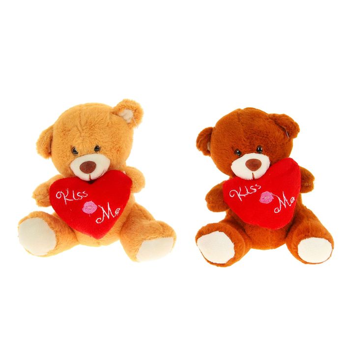 Мягкая игрушка "Мишка", на сердце поцелуй, цвета МИКС