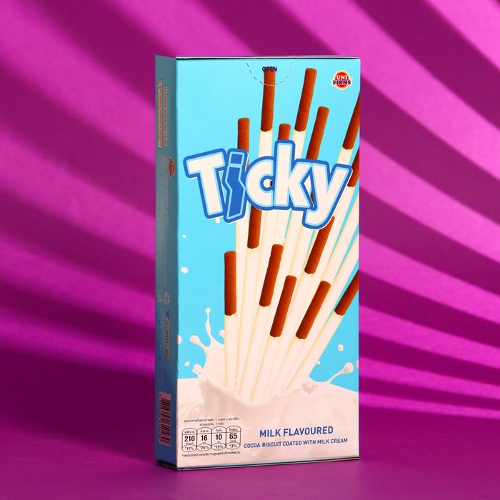 Бисквитные палочки Ticky молочные, 40 г бисквитные палочки ticky покрытые шоколадным кремом 18 г
