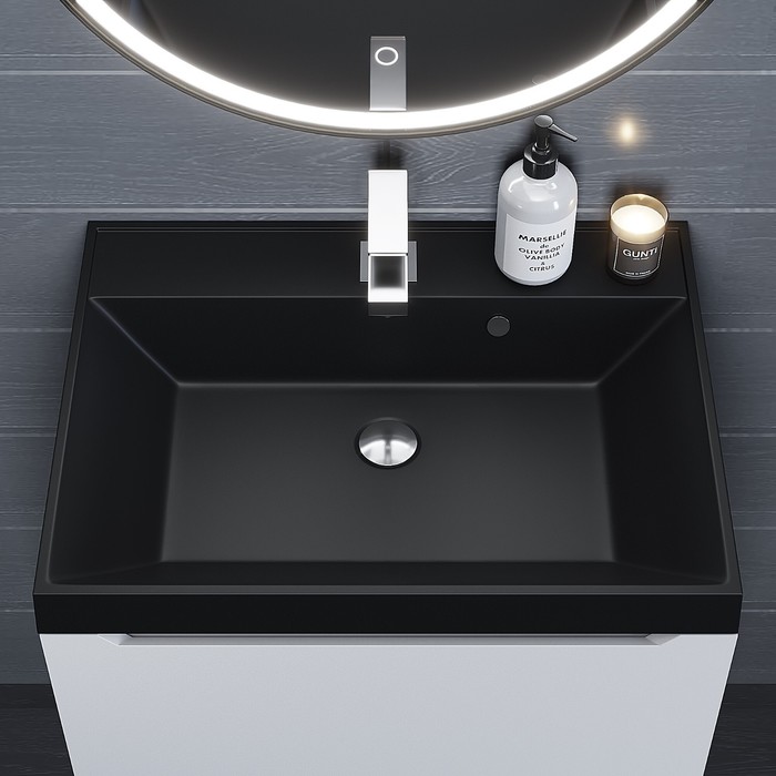 

Раковина Uperwood Classic Quartz 60 см, кварцевая, черная матовая, уголь