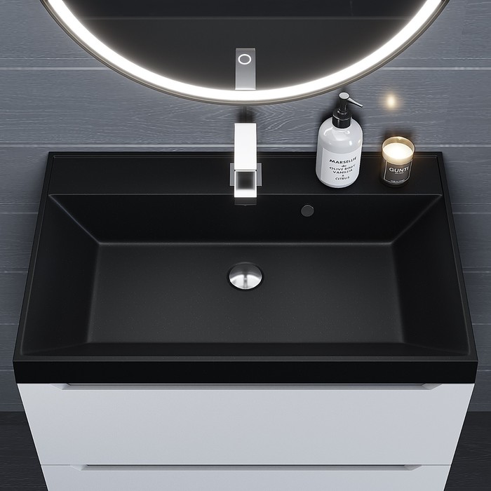 

Раковина Uperwood Classic Quartz 70 см, кварцевая, черная матовая, космос