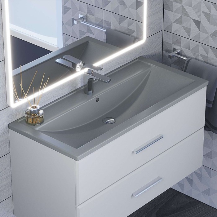 

Раковина Uperwood Foster Quartz 100 см, кварцевая, серая матовая, бетон