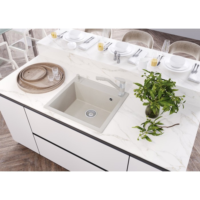 

Мойка кухонная из камня Polygran Argo-560, 510х560 мм, цвет 302 песочный
